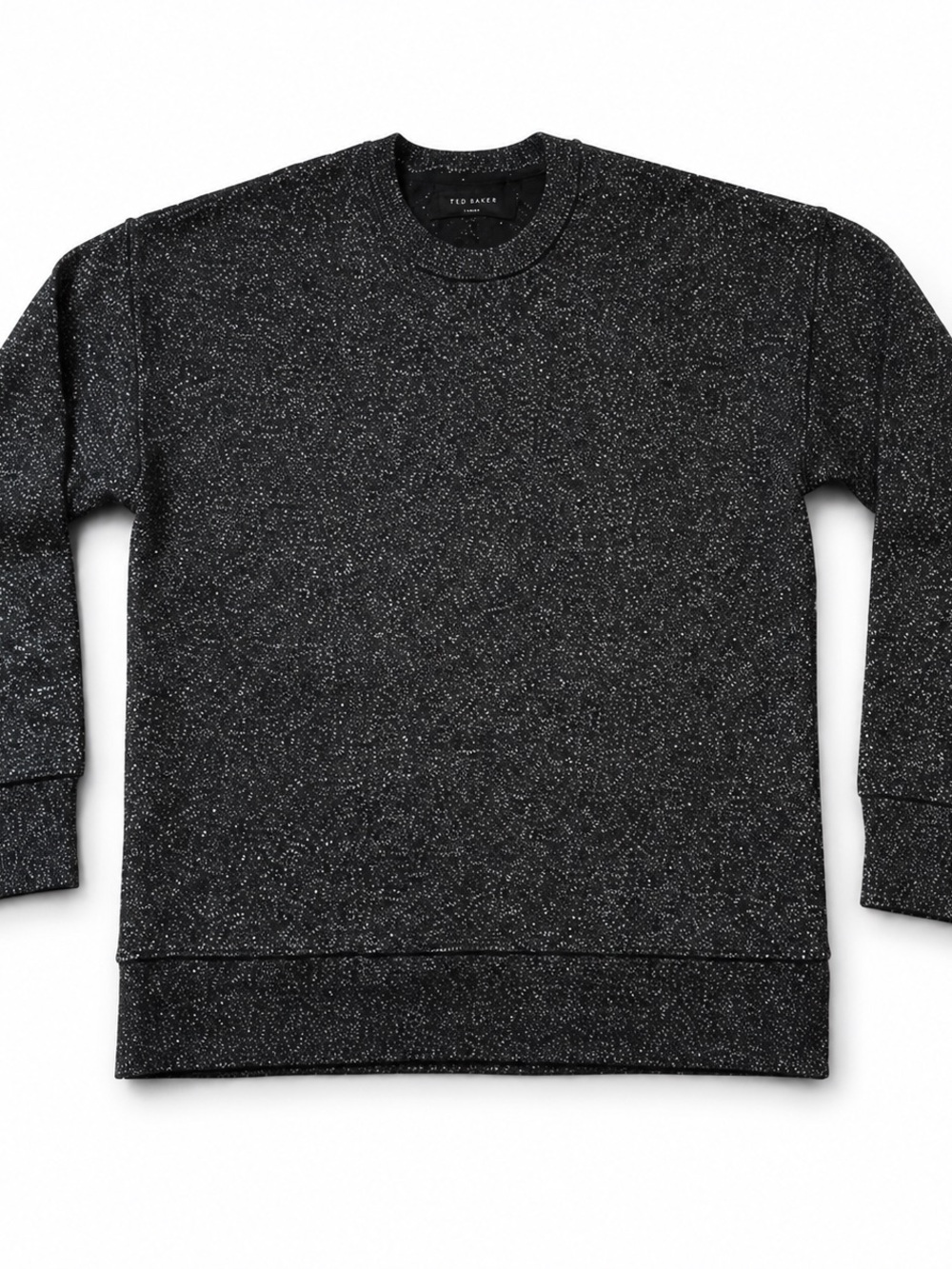 AllSaints Black Gray Speckled Crewneck Sweatshirt Size S